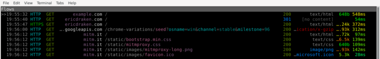 First logs of MITMProxy